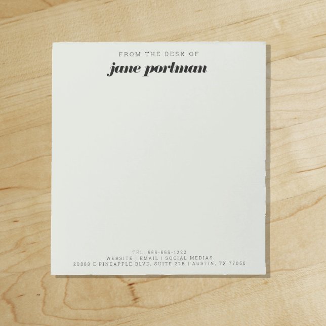 Bloc De Notas Moderno negrita Sage Green desde la mesa del Notep ("Everyday is abundantly beautiful." 
Sincerely Best Wishes from Lucky Design World)