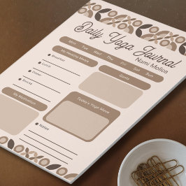 Bloc De Notas Moderno Patrón Beige-Brown Diario de Yoga