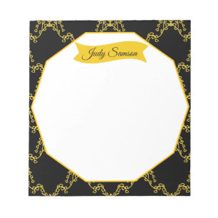 Bloc De Notas Moderno Patrón Negro y Dorado Elegante Simple con 