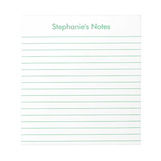 Bloc De Notas Moderno Personalizado con Línea Verde (Frente)