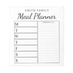 Bloc De Notas Moderno planificador de comidas familiares Minimal