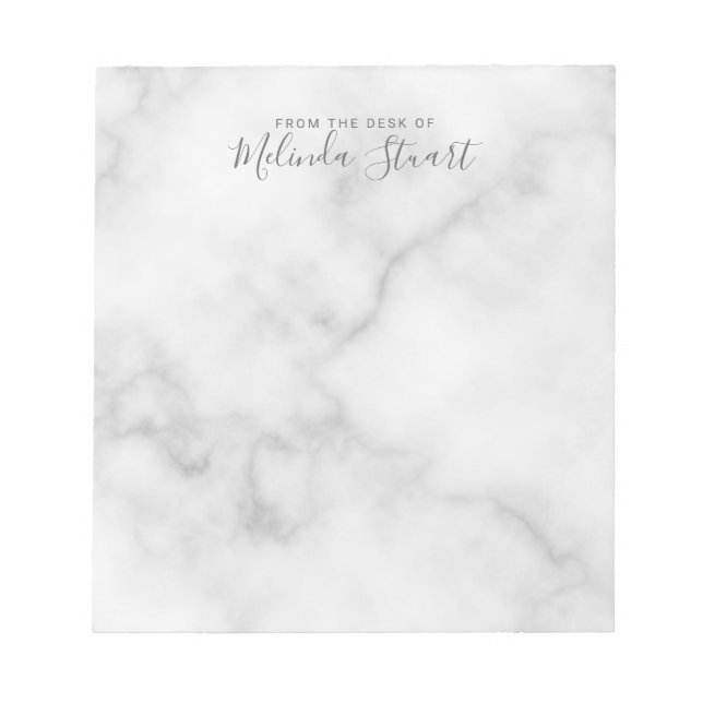 Bloc de notas moderno profesional de mármol blanco (Frente)