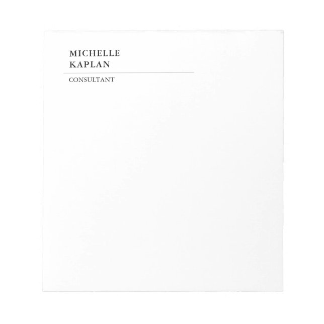 Bloc De Notas Moderno Profesional Exclusivo Blanco y Negro (Frente)