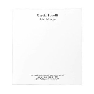 Bloc De Notas Moderno Profesional Plano Clásico Blanco y Negro