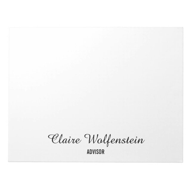 Bloc De Notas Moderno Script Profesional Personalizado Elegante (Frente)