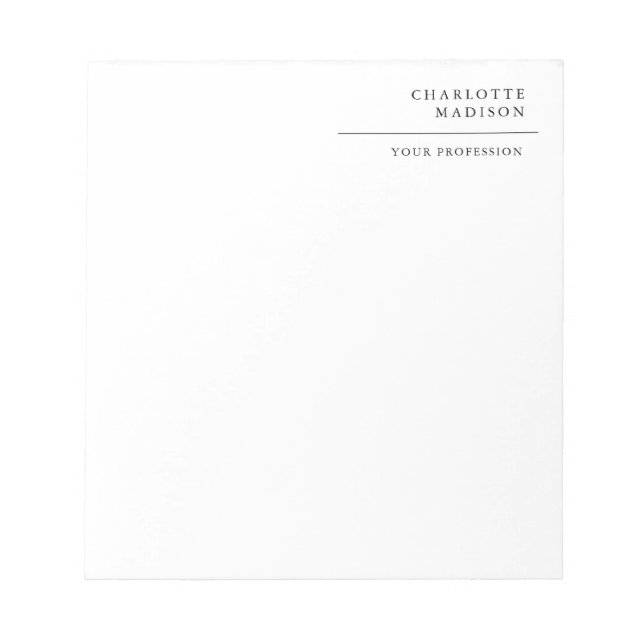 Bloc De Notas Moderno Simple Blanco Minimalista Sencillo  (Frente)