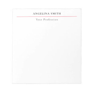 Bloc De Notas Moderno Simple Minimalista Blanco Rojo Profesional