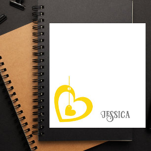 Bloc De Notas Moderno y elegante Corazón Amarillo Simple Monogra