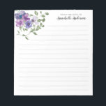 Bloc De Notas Moderno y elegante escritorio de color morado flor<br><div class="desc">Moderno y elegante Bloc de notas de color morado con motivos florales de color púrpura y violeta.</div>