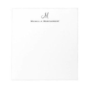 Bloc De Notas Moderno y elegante guión simple monograma inicial
