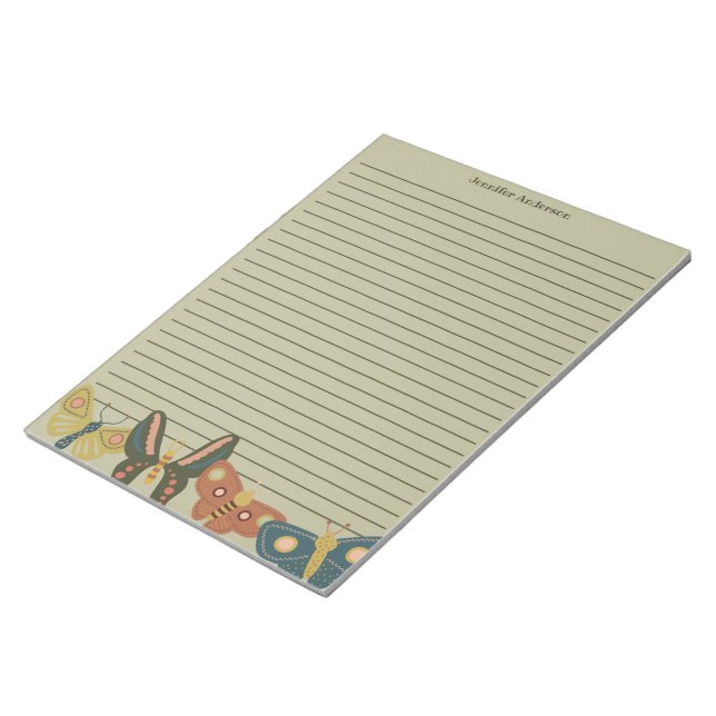 Bloc De Notas Modos de arte popular, mariposas, verde sabio (Lado Derecho)