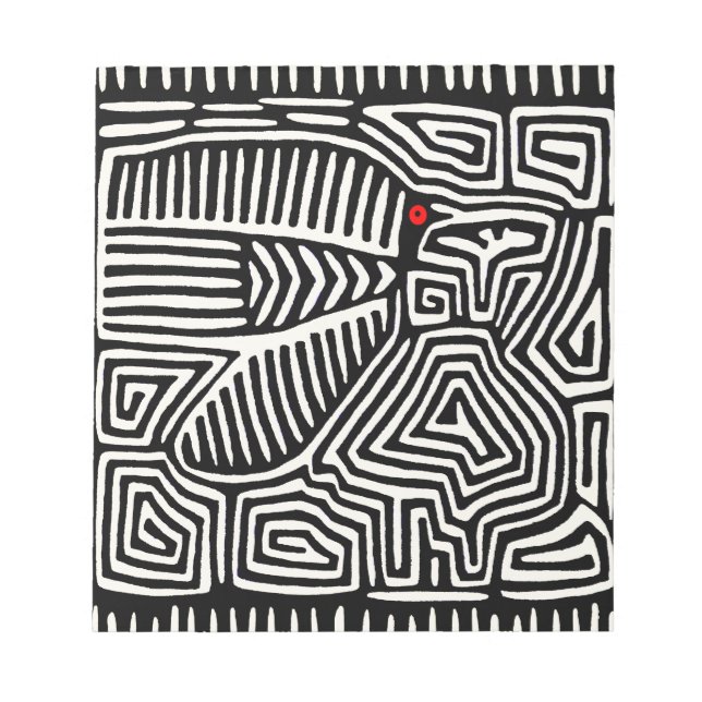 Bloc De Notas Mola Pájaro Indio Kuna de Panamá - Blanco Negro (Frente)