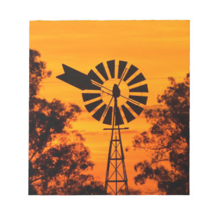 Bloc De Notas Molino de viento al atardecer, Australia