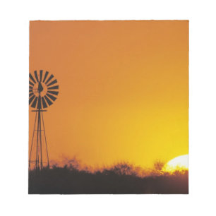 Bloc De Notas Molino de viento al atardecer, Sinton, Texas, EE. 