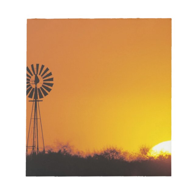 Bloc De Notas Molino de viento al atardecer, Sinton, Texas, EE.  (Frente)