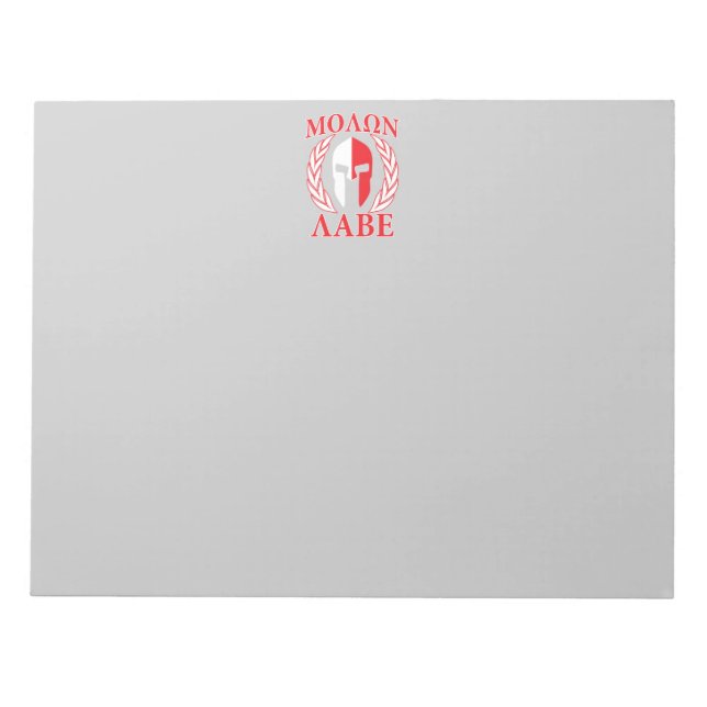 Bloc De Notas Molon Labe Spartan Armor Laureando la Marina Azul (Frente)