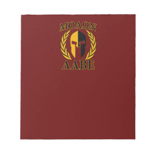 Bloc De Notas Molon Labe Spartan Mask Laurels Burgundy Red