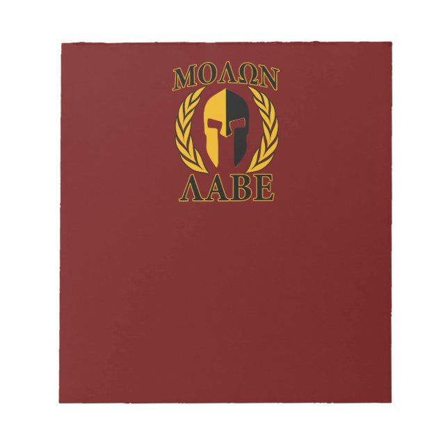 Bloc De Notas Molon Labe Spartan Mask Laurels Burgundy Red (Frente)