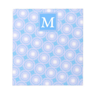 Bloc De Notas Monogram Electric blue circles pattern