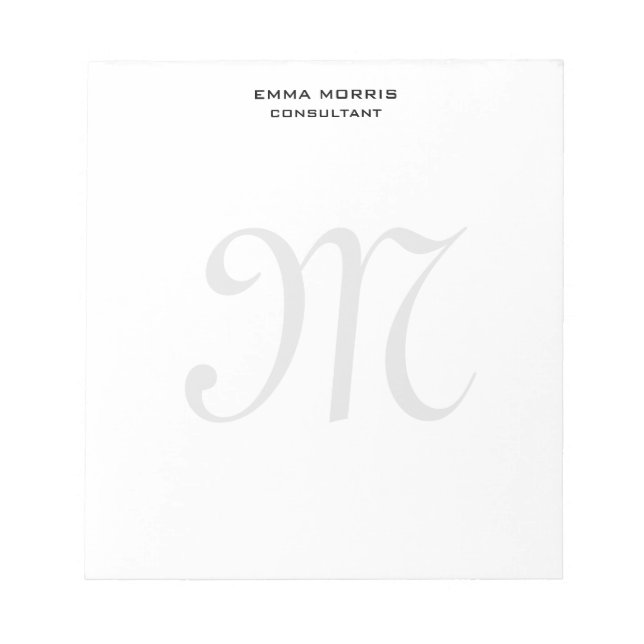 Bloc De Notas Monogram Modern Simple Minimalist Plain (Frente)