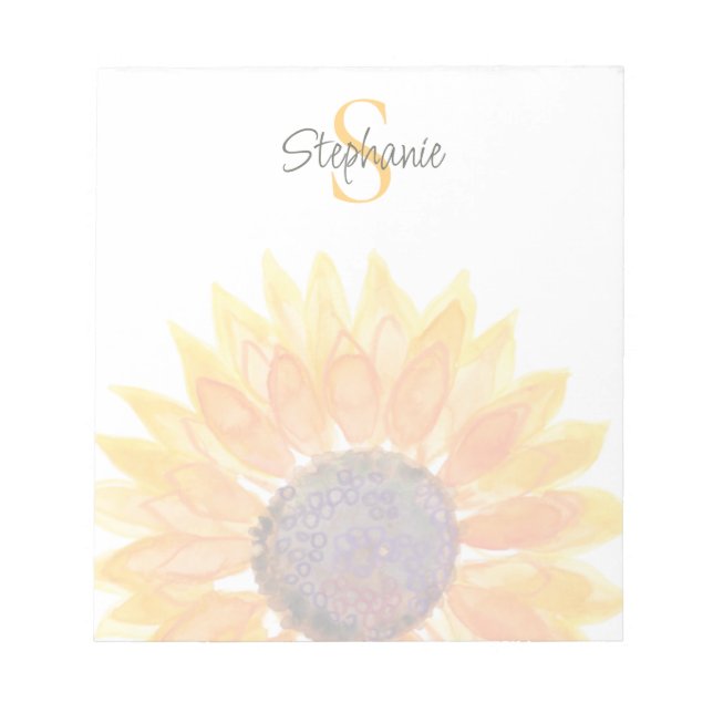 Bloc De Notas Monogram Name Sunflower  (Frente)