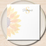 Bloc De Notas Monogram Name Sunflower<br><div class="desc">This floral personalized notepad features a yellow watercolor sunflower and stylish typography.
Easily customizable with your name and monogram.
Original Watercolor © Michele Davies.</div>