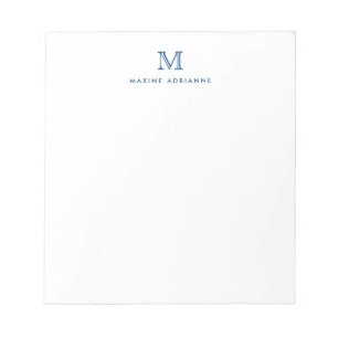Bloc De Notas Monograma azul clásico moderno de la marina