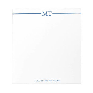 Bloc De Notas Monograma azul de la Marina Profesional minimalist