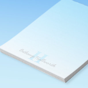 Bloc De Notas Monograma azul de Personalizable corto y script de