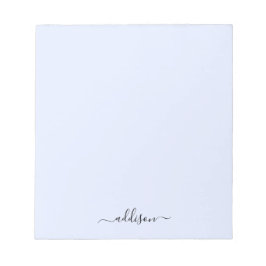 Bloc De Notas Monograma Azul Femenino Moderno Personalizado