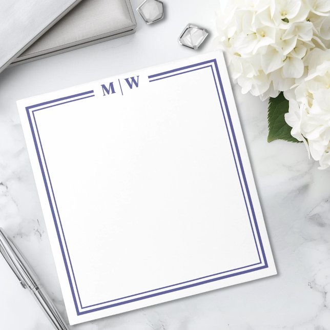 Bloc De Notas Monograma Azul Marino (Navy Blue Monogram Notepad)