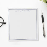 Bloc De Notas Monograma Azul Minimalista con Dos Bordes<br><div class="desc">Crea tus propias libretas personalizadas con tipografía elegante y chic en azul,  monograma de nombre y diseño de dos líneas de borde.</div>