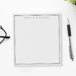 Bloc De Notas Monograma Azul Minimalista con Dos Bordes