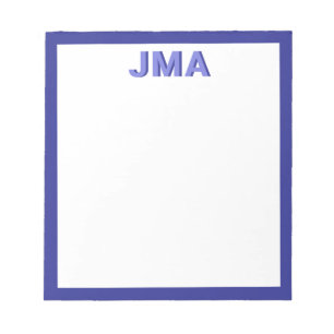 Bloc De Notas Monograma azul moderno simple