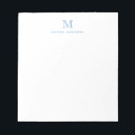 Bloc De Notas Monograma azul sucio básico moderno monograma inic<br><div class="desc">El diseño presenta un monograma inicial personalizado y un nombre en una fuente tipográfica simple y moderna.</div>