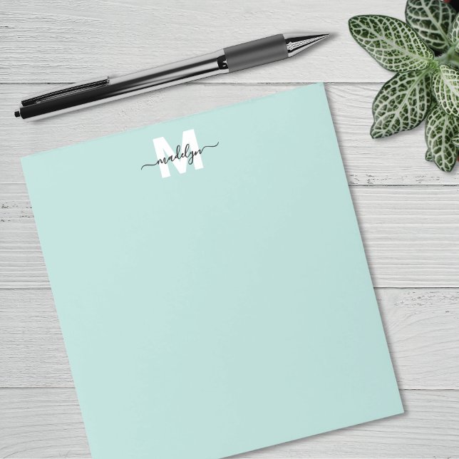Bloc De Notas Monograma Azul Turquesa (Teal Blue Monogram Notepad)
