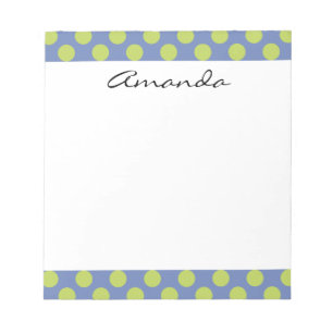 Bloc De Notas Monograma Azul Verde Moda Cuta Polka Patrón de pu