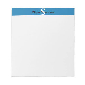 Bloc de notas monograma azul y blanco