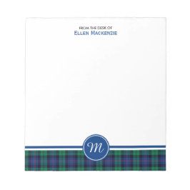 Bloc De Notas Monograma azul y verde de la familia Armstrong