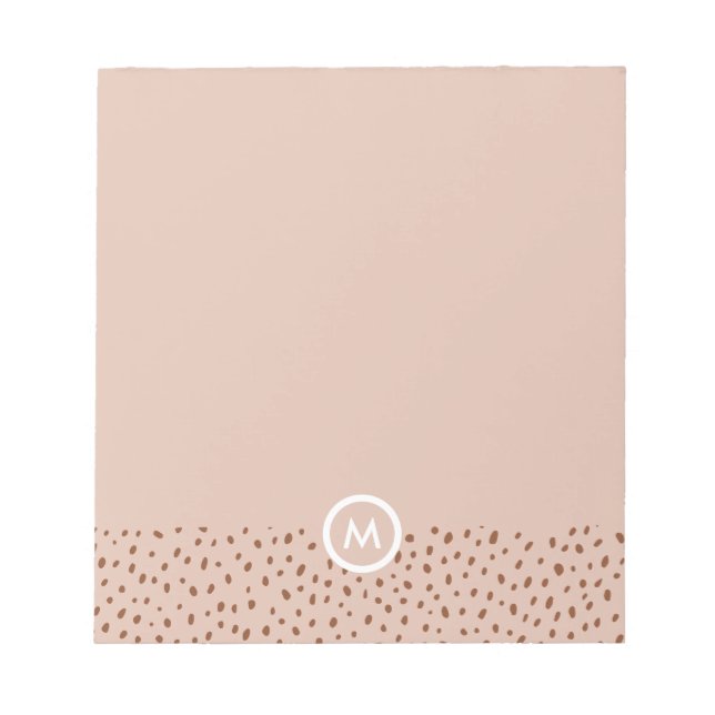 Bloc De Notas Monograma Beige de moda con Terracotta Boho Brown (Frente)
