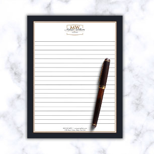 Bloc De Notas Monograma blanco simple en blanco