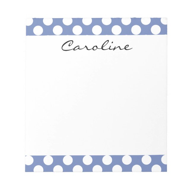 Bloc De Notas Monograma Blue White Trendy Fun Polka Dot Pattern (Frente)