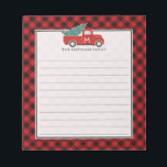 Bloc De Notas Monograma Camión Rojo Vintage y Tapado de búfalo d<br><div class="desc">El bloc de notas con temática de Navidades en monograma en rojo y negro muestra nuestro camión rojo vintage cargando un árbol de Navidad en un patrón de manto búfalo con texto de personalizable! Esta es una maravillosa idea de regalo para Navidades o un obsequio de medias, y sería perfecta...</div>