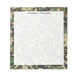 Bloc De Notas Monograma Camuflaje Bosque Marrón Verde Gris