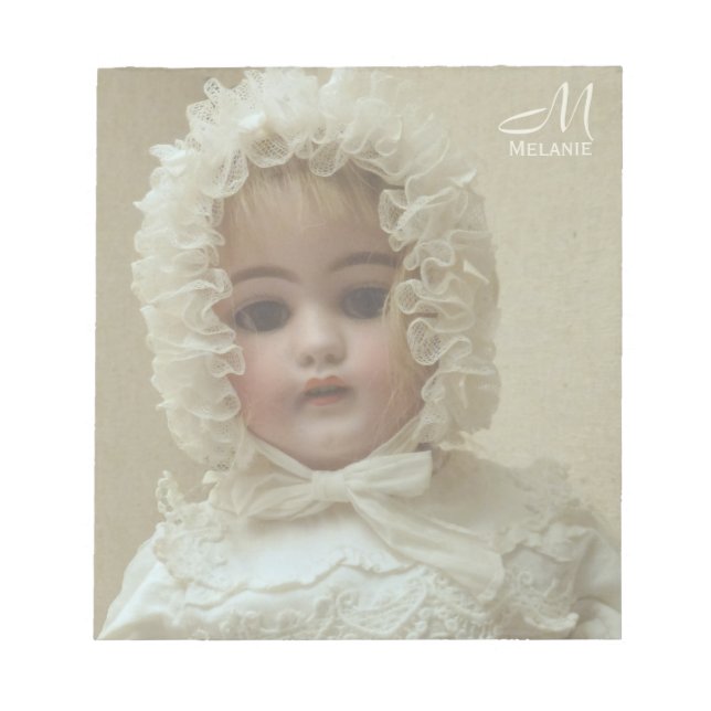 Bloc De Notas Monograma Chica victoriana personalizada Doll (Frente)