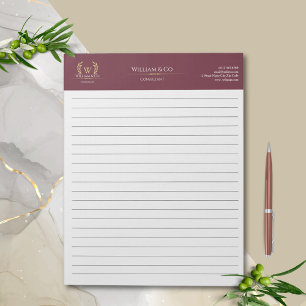 Bloc De Notas Monograma clásico de oro de la flor de laurel de B
