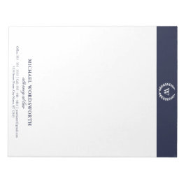 Bloc De Notas Monograma Clásico Elegante Profesional A4 Notepad