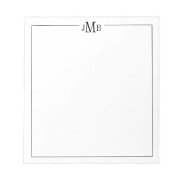 Bloc De Notas Monograma clásico, negro y blanco