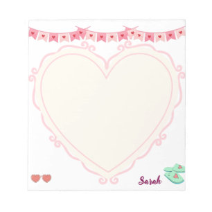 Bloc De Notas Monograma corazones de niñita Fondo rosado Pastel