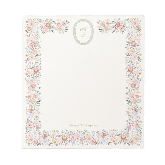 Bloc De Notas Monograma Cottage Bloom (Frente)